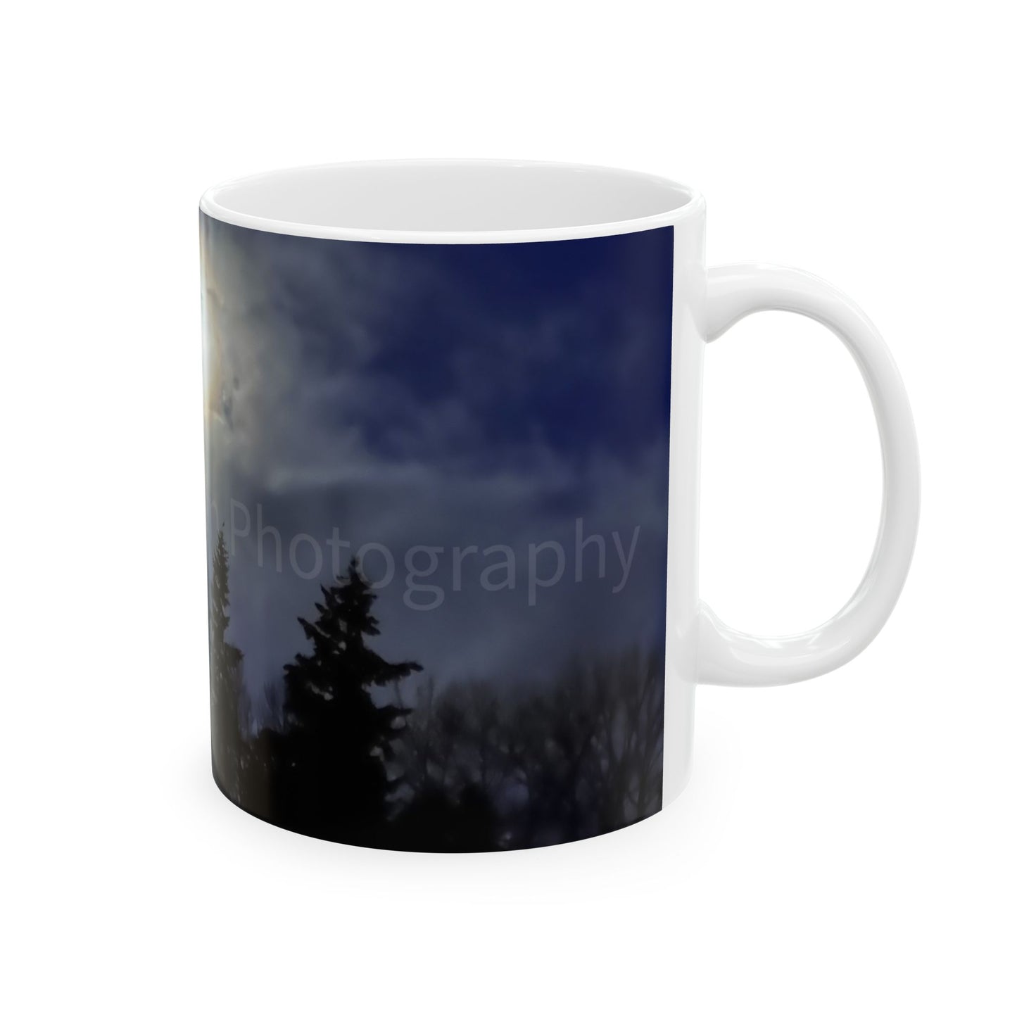 Moonlit Forest Ceramic Mug — Atmospheric Night Sky Coffee Cup (11oz, 15oz)