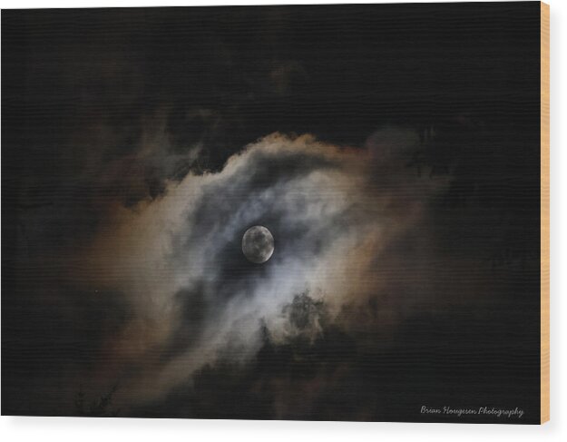 Moon in the clouds - Wood Print