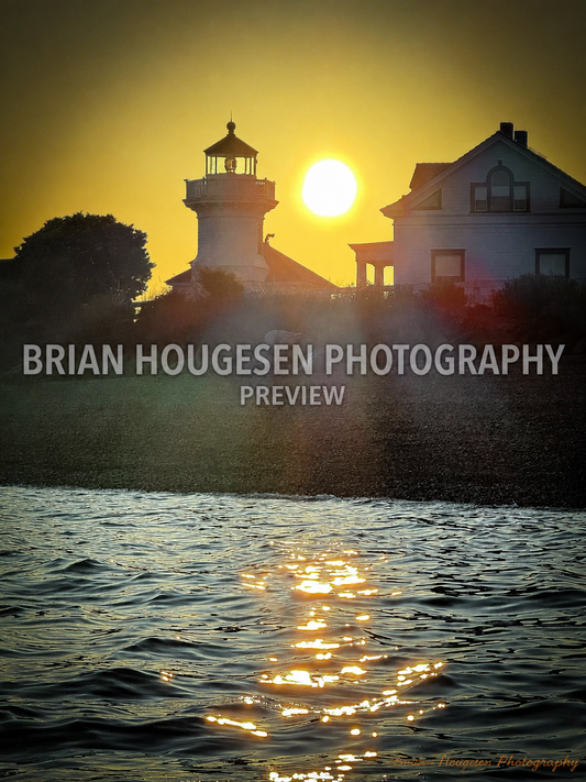 Lighthouse at Golden Sunset — Printable Coastal Photography (Digital Download)