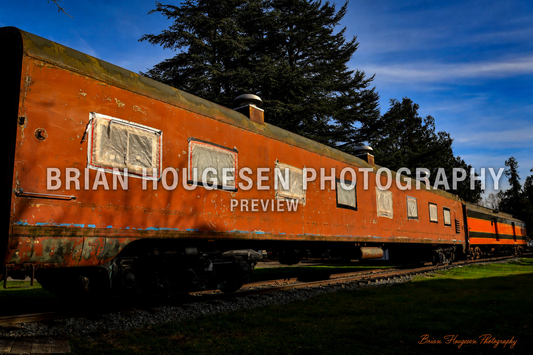 Vintage Orange Railcar — Printable Train Photography (Digital Download)
