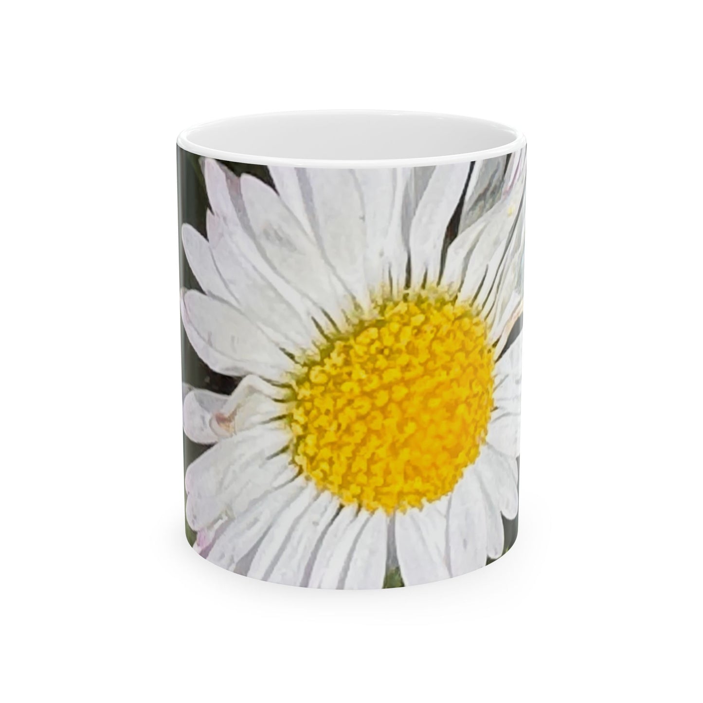 Daisy Floral Ceramic Mug — White Daisy Coffee Cup (11oz, 15oz)