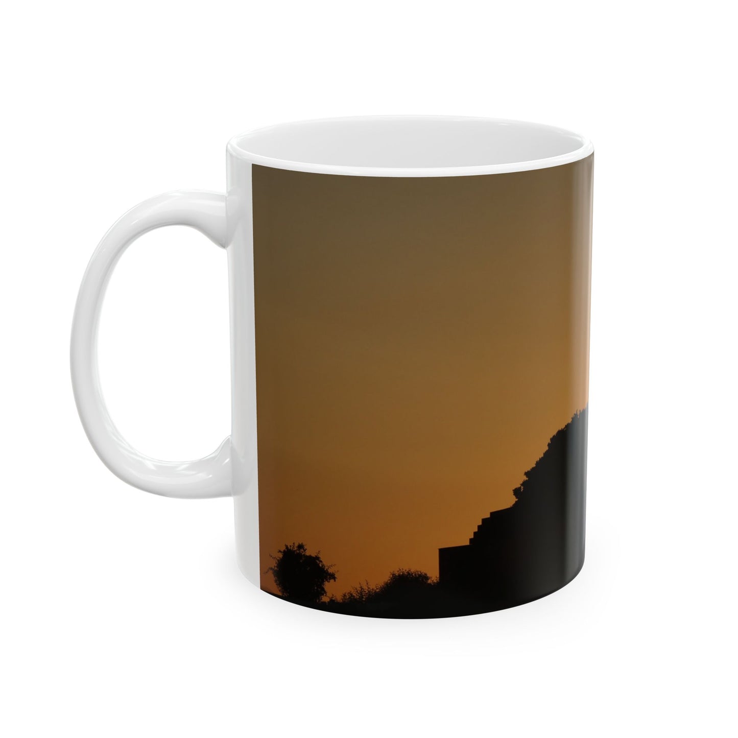 Lighthouse Sunset Ceramic Mug — Coastal Sunrise Coffee Cup (11oz, 15oz)