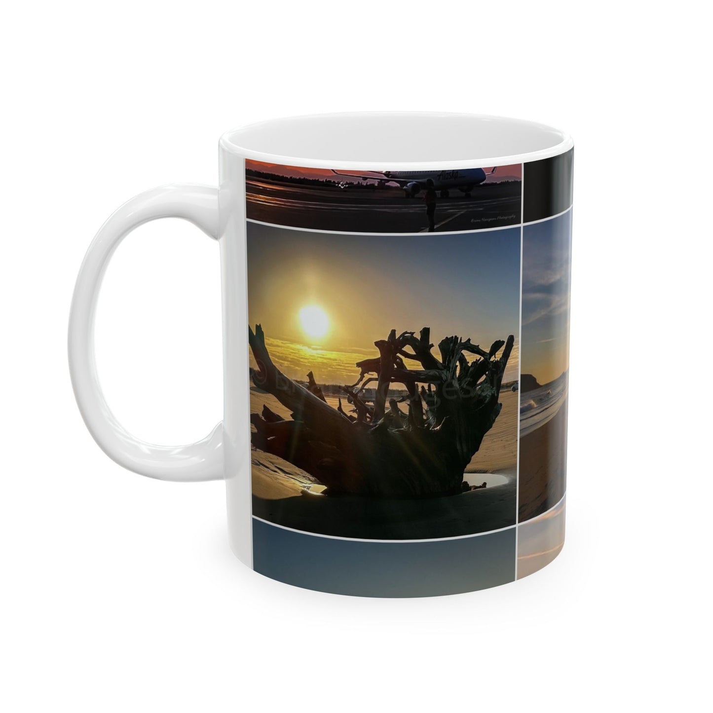 Scenic Sunset & Beach Photo Collage Ceramic Mug (11oz/15oz)