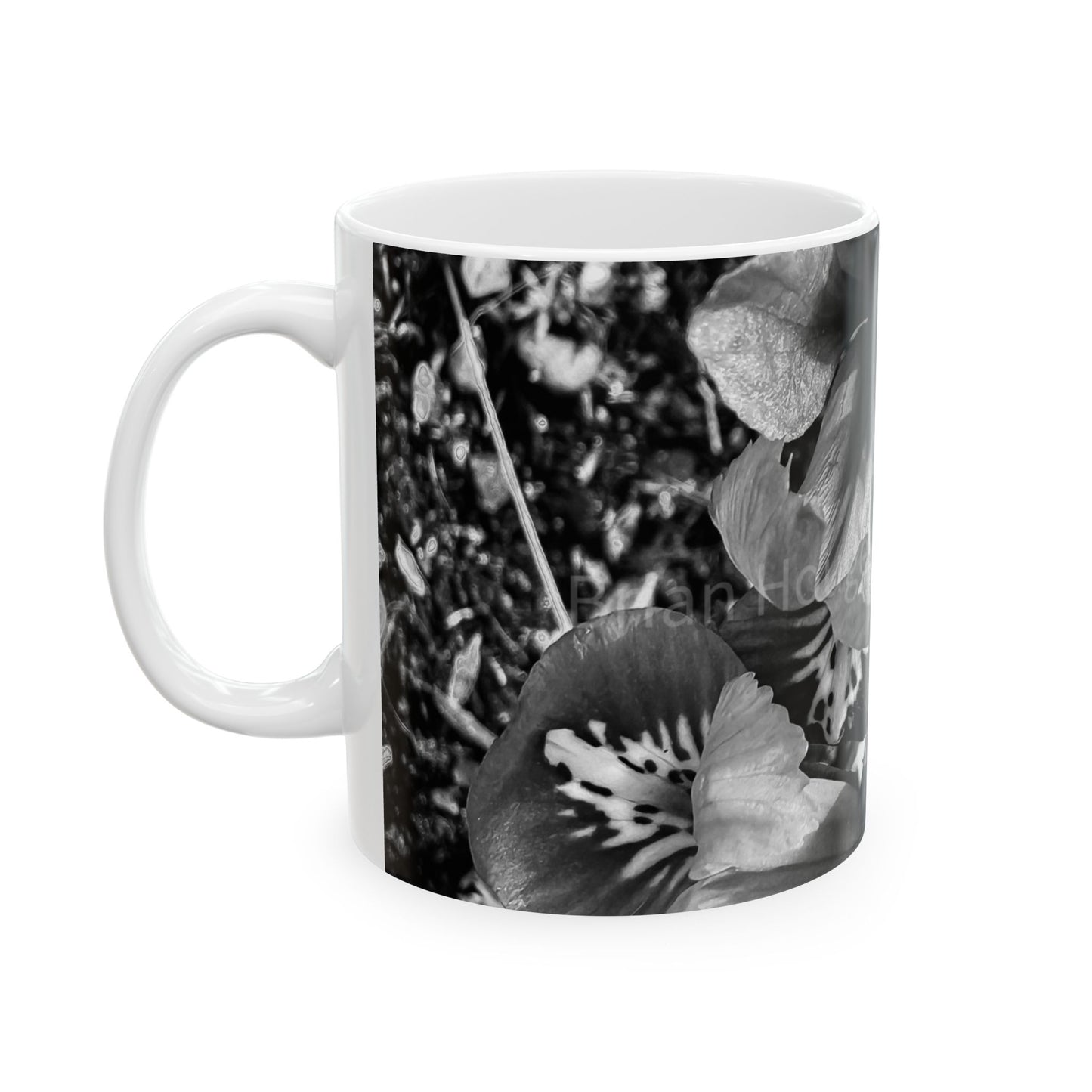 Black & White Floral Ceramic Mug — Monochrome Bloom Coffee Cup (11oz, 15oz)