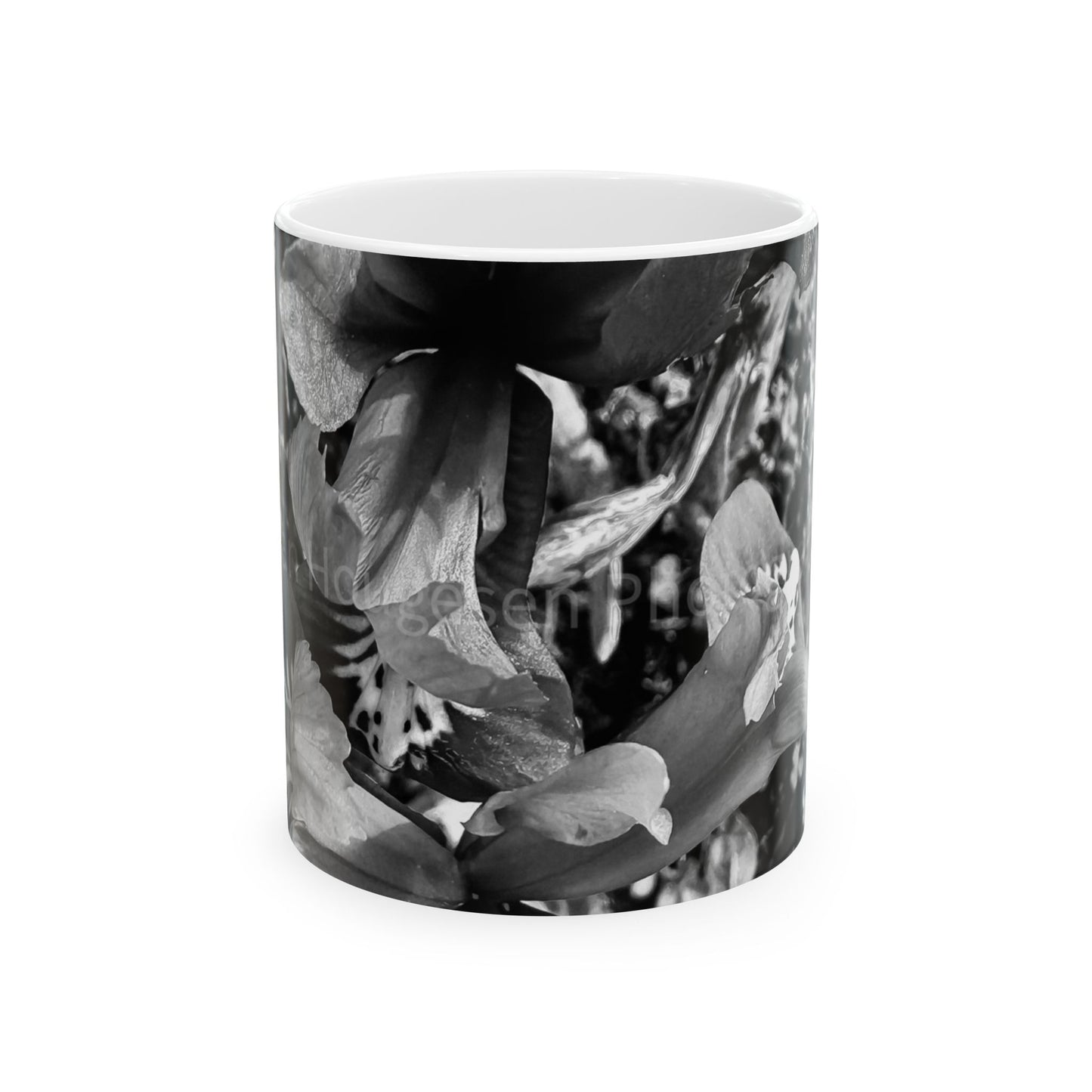 Black & White Floral Ceramic Mug — Monochrome Bloom Coffee Cup (11oz, 15oz)