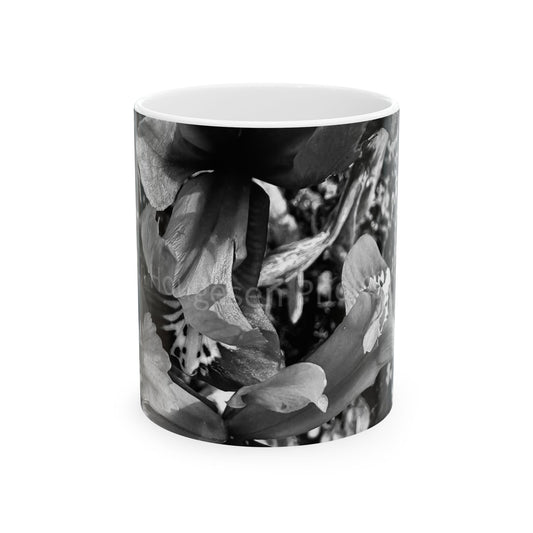 Black & White Floral Ceramic Mug — Monochrome Bloom Coffee Cup (11oz, 15oz)