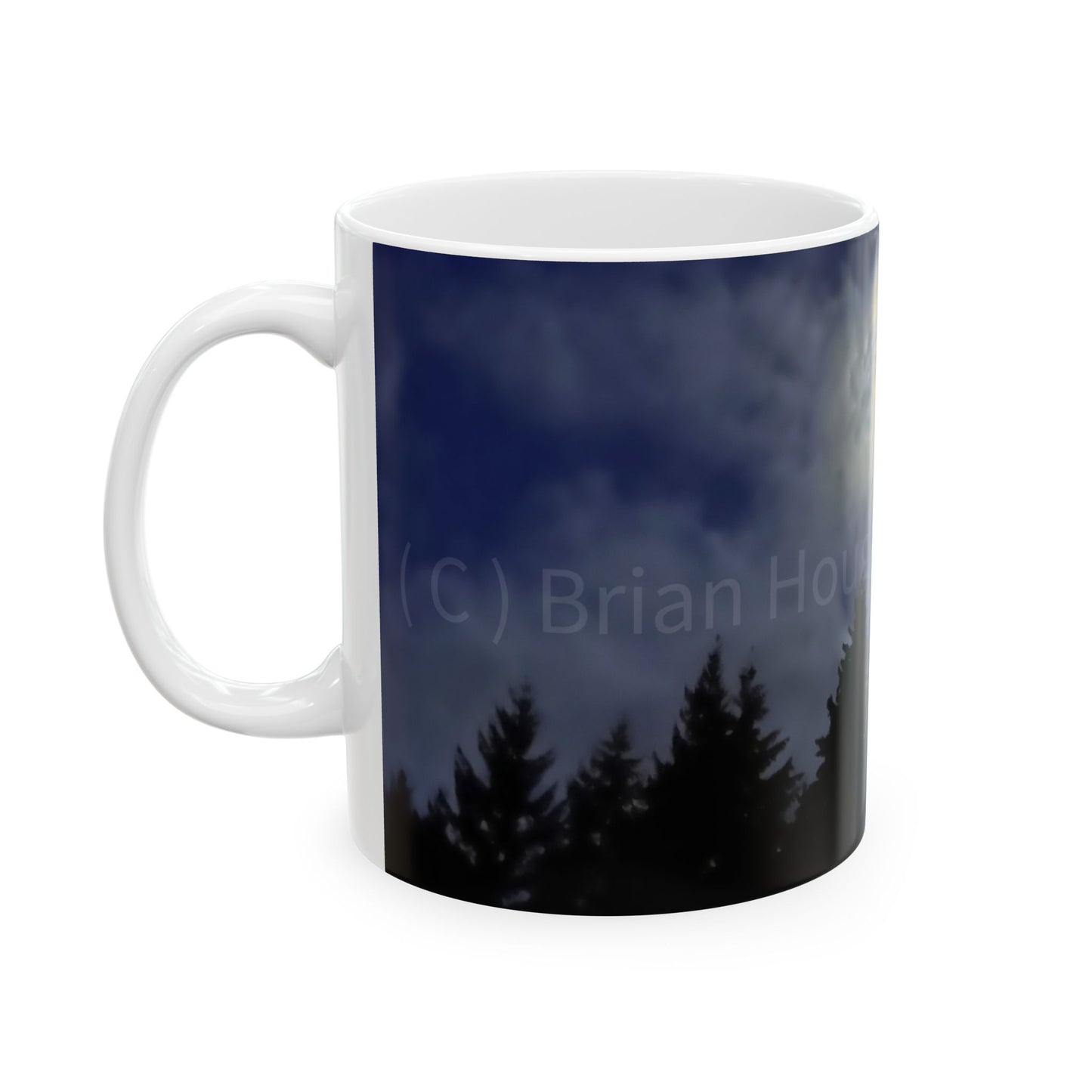 Moonlit Forest Ceramic Mug — Atmospheric Night Sky Coffee Cup (11oz, 15oz)