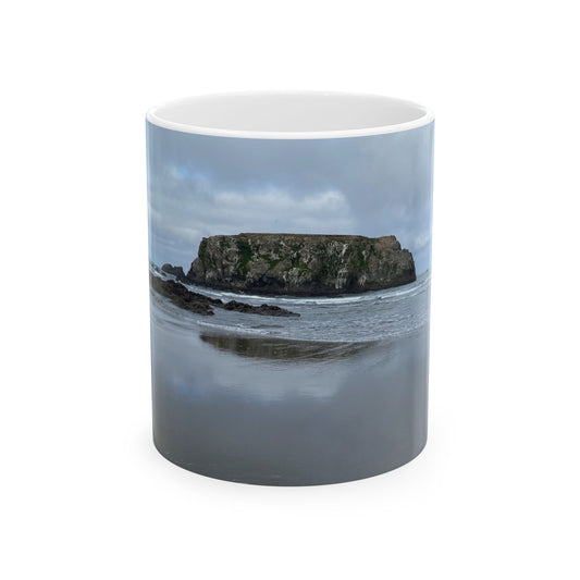 Coastal Rock Beach Ceramic Mug — Moody Ocean Landscape Coffee Cup (11oz & 15oz)