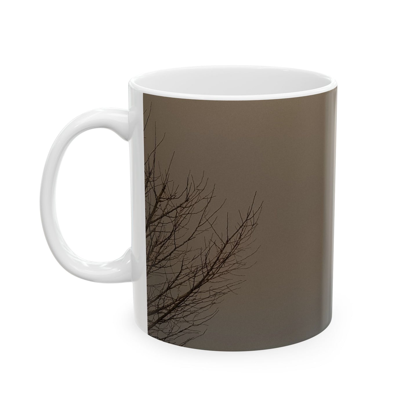 Christmas Rainbow Sky Ceramic Mug — Colorful Winter Landscape Coffee Cup