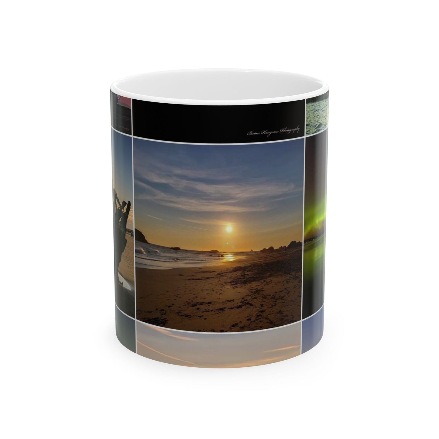 Scenic Sunset & Beach Photo Collage Ceramic Mug (11oz/15oz)