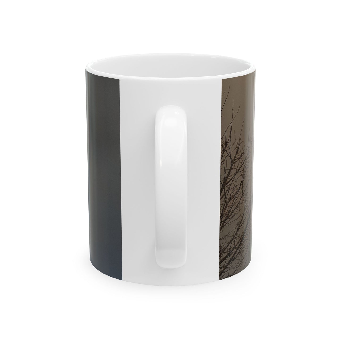Christmas Rainbow Sky Ceramic Mug — Colorful Winter Landscape Coffee Cup