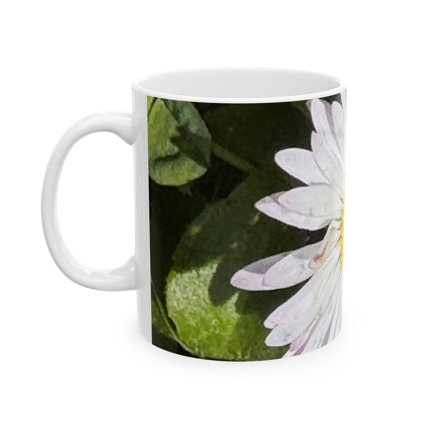 Daisy Floral Ceramic Mug — White Daisy Coffee Cup (11oz, 15oz)