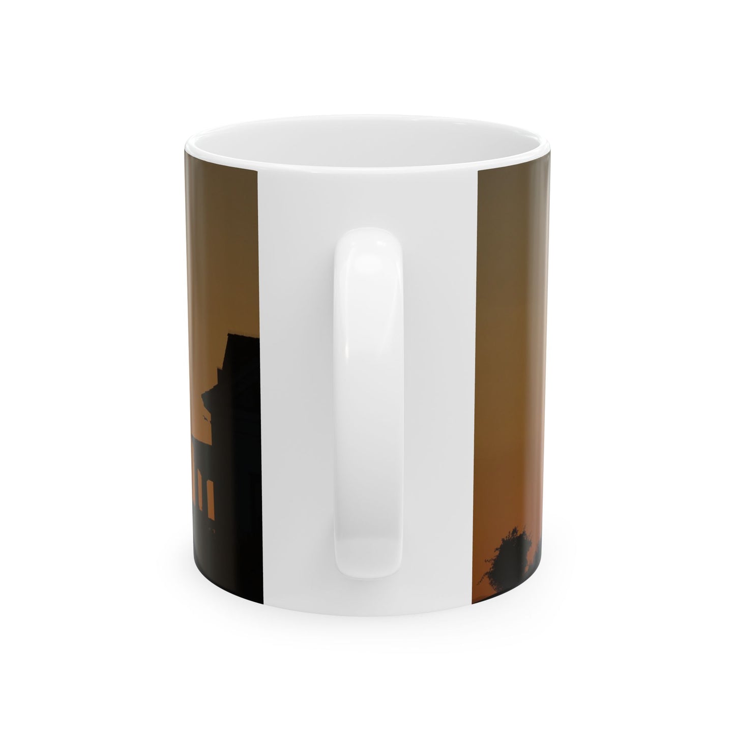 Lighthouse Sunset Ceramic Mug — Coastal Sunrise Coffee Cup (11oz, 15oz)