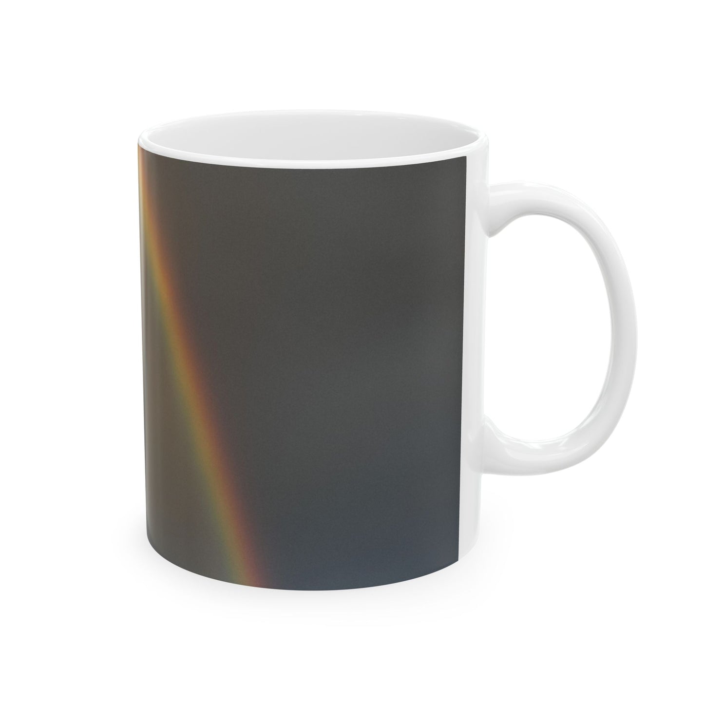 Christmas Rainbow Sky Ceramic Mug — Colorful Winter Landscape Coffee Cup