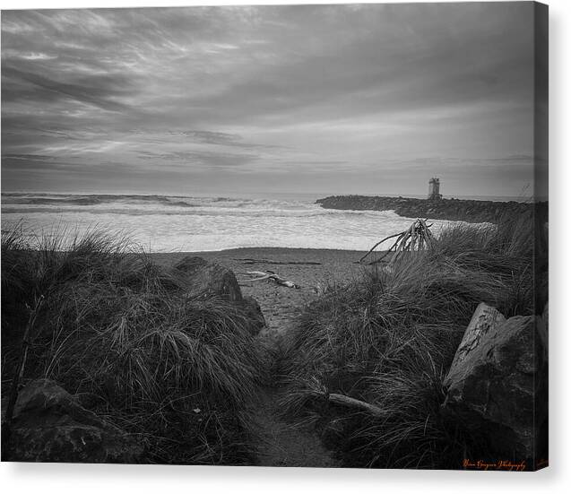 Black and white walk to the beach - Canvas Print