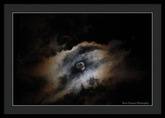 Moon in the clouds - Framed Print