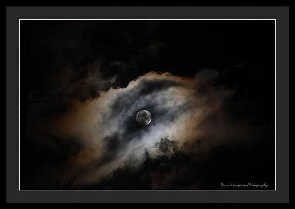 Moon in the clouds - Framed Print