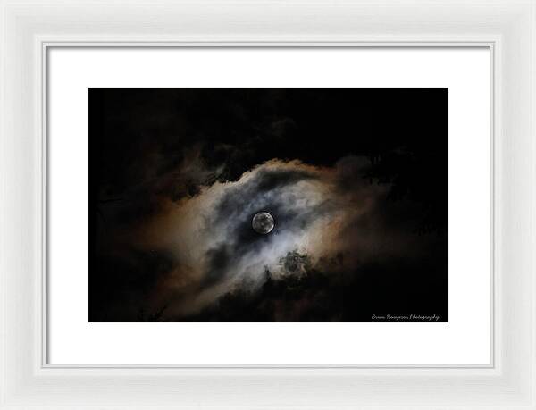 Moon Surrounded by Dramatic Clouds - Framed Print