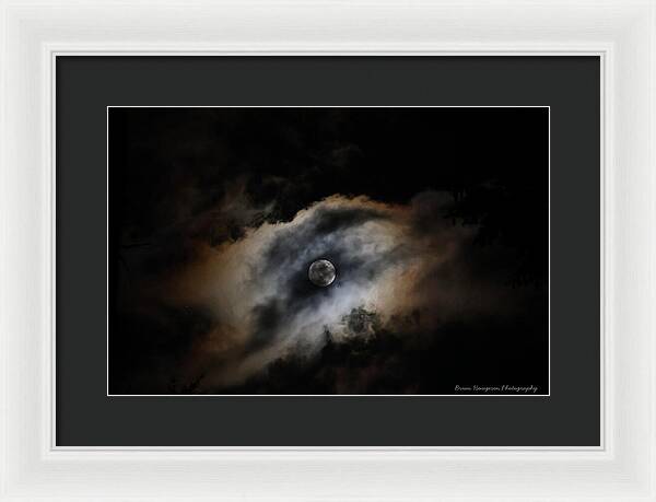 Moon Surrounded by Dramatic Clouds - Framed Print
