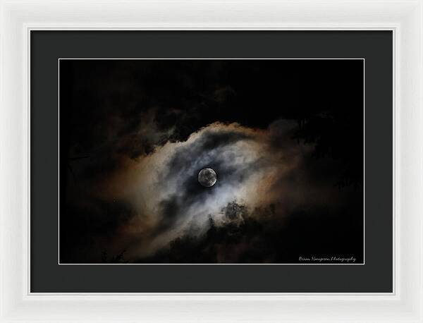 Moon Surrounded by Dramatic Clouds - Framed Print