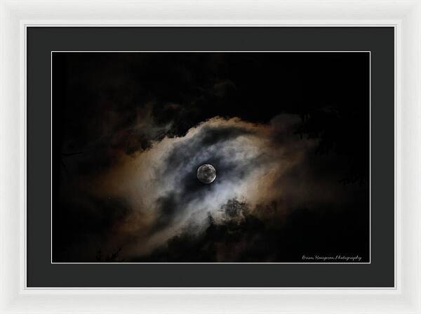 Moon Surrounded by Dramatic Clouds - Framed Print