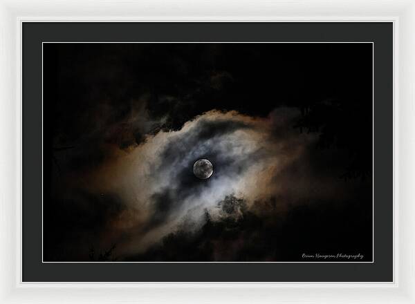 Moon Surrounded by Dramatic Clouds - Framed Print