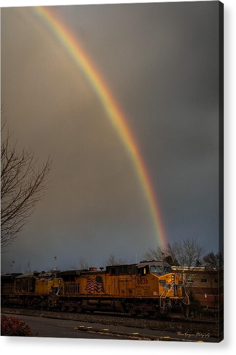 Train at the end of the rainbow - Acrylic Print